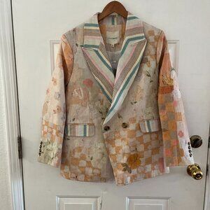 Greenhouse Interiors Woman's Art To Wear Under The Sun Collage Blazer Sz Med